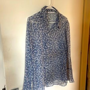 Light blue floral blouse- sheer material